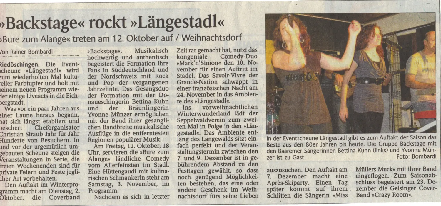 Zeitungsteil Längestadl